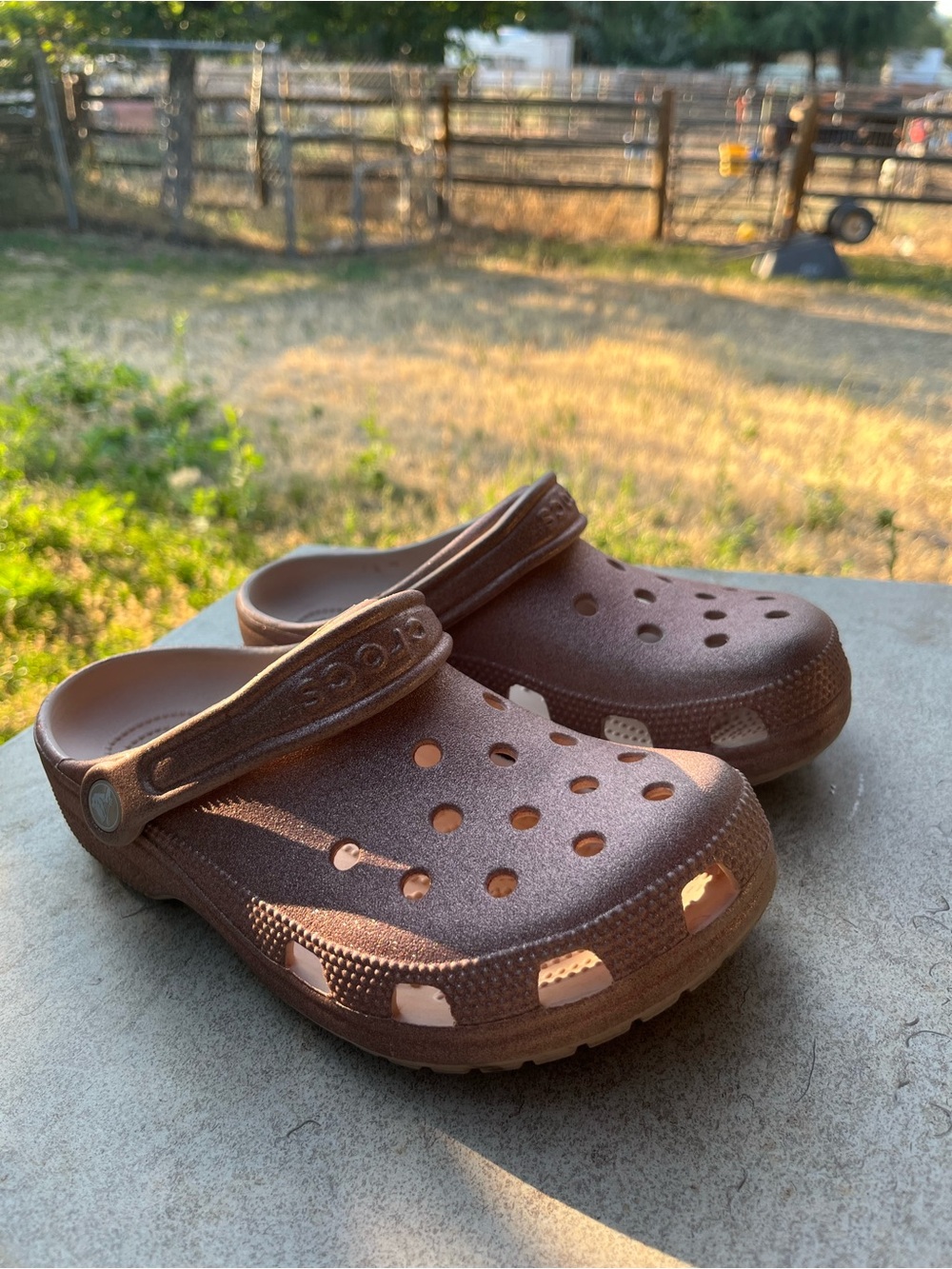 Rose Gold Metallic Sparkling Crocs